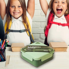 Kuber Industries Insulated Lunch Box for Kids & Adults|Premium Food-Grade PP Plastic|Leakproof & Spill Proof|Dishwasher & Microwave Safe Lunch Box|1000 ML|HX0044281|Pack Of 6|Green