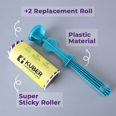 Homestic Pack of 4 Lint Remover | Super Sticky Lint Roller | Easy | Lint Roller for Clothes | Lint Roller for Pet Hair | 60 Sheets (1 Roller + 2 Replacement Rolls)