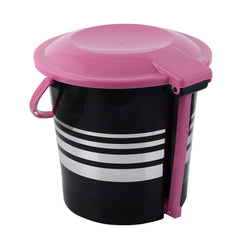 Heart Home Plastic Dustbin Garbage Bin with Handle, 5 Liters (Pink) - HEART1576