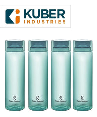 Kuber Industries BPA Free Plastic Water Bottles | Breakproof, Leakproof, Food Grade PET Bottles | Water Bottle for Kids & Adults | Plastic Bottle Set of 4 |Green (Pack of 2)