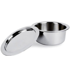 Kuber Industries 1.5L Stainless Steel Tope Set/Vessels for Cooking with Lid | Induction Safe Heavy Duty Gauge Boiling & Cooking Patila/Topiya/Bhagona Steel Utensils for Kitchen | Silver