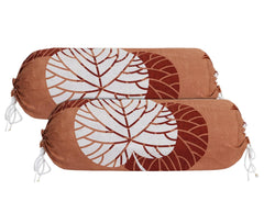 Kuber Industries Flower Printed Bolster Cover|Ideal 16x32 Inch Size|Soft & Smooth Cotton|Deewan Round Pillow Cover|Pack of 2 (Brown)-44KM0136