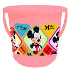 Kuber Industries Disney Mickey Minnie Print Unbreakable Virgin Plastic Strong Bathroom Bucket,16 LTR (Pink & Cream & White)-Pack of 3 -HS_35_KUBMARTS17871