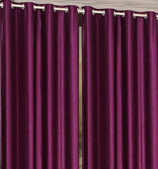 Kuber Industries Shining 2 Pieces Bloom Collection Jacquard Lavish and Modern Rich Plain Eyelet Ring top Door Curtain for Bedroom and Hall - 7 Feet, (Purple) - CTKTC045741