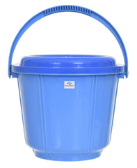 Heart Home Small Multiuses Plastic Kitchen & Pantry Storage Container/Bucket with Handle & Lid, 5 LTR.- Pack of 3 (Blue)-47HH01233