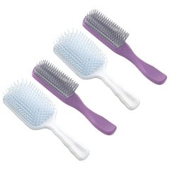 Kuber Industries Hair Brush | Flexible Bristles Brush | Hair Brush with Paddle | Straightens & Detangles Hair Brush | Suitable For All Hair Types | Hair Brush Styling Hair | Set of 4 | Blue & Purple
