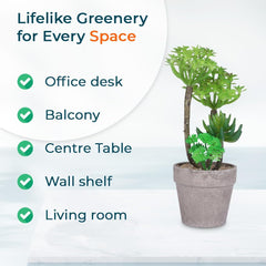 Kuber Industries Artificial Plants for Home Décor|Natural Looking Indoor Fake Plants with Pot|Artificial Flowers for Decoration-Pack of 2 (Green)