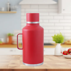 Kuber Industries Vacuum Insulated Stainless Steel Water Bottle with Sipper and Handle | Leakproof, BPA Free, Rustproof | 2000 ML | Red