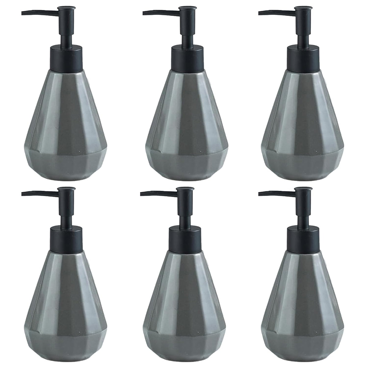 Kuber Industries Liquid Soap Dispenser | Handwash Soap Dispenser | Soap Dispenser for Wash Basin | Shampoo Dispenser Bottle | Bathroom Dispenser Bottle | Pack of 6 | 250 ml | Gray