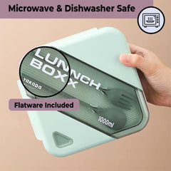 Kuber Industries Insulated Lunch Box for Kids & Adults|Premium Food-Grade PP Plastic|Leakproof & Spill Proof|Dishwasher & Microwave Safe Lunch Box|1000 ML|HX0044281|Pack Of 6|Green
