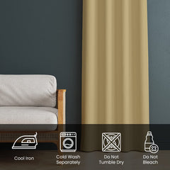Kuber Industries Set of 2 100% Darkening Black Out Curtain I 5 Feet Window Curtain I Insulated Heavy Polyester Solid Curtain|Drapes with 8 Eyelet for Home & Office (Gold)