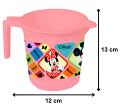 Kuber Industries Disney Mickey Minnie Print 2 Pieces Unbreakable Virgin Plastic Bathroom Bucket with Mug Set- Pink, (1 Pc 16 LTR Bucket & 1 Pc 500 ML Mug) -HS_35_KUBMARTS17922