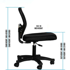 Kuber Industries Ergonomic Office Chairs for Work From Home | Comes with Manual Height Adjustable, Armrest & 2D Lumbar Support | Comfy Study Chair for Students with Wheels | Black