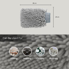 Kuber Industries Gloves | Microfiber Cleaning Gloves | Chenille Mitts for Kitchen | Hand Duster for Kitchen | 1000 GSM Hand Gloves | Double Sided Gloves | SHXNEFSST1 | Pack of 12 | Gray