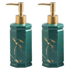 Kuber Industries Liquid Soap Dispenser | Handwash Soap Dispenser | Soap Dispenser for Wash Basin | Shampoo Dispenser Bottle | Bathroom Dispenser Bottle | Pack of 2 | 350 ml | Green
