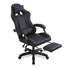 Kuber Industries Ergosmart PC Gaming Chairs with Wheels | Comes with Headrest, Lumbar Support Cushions & Footrest | Comfortable Chair for Long Sitting & Back Pain Relief | 2023-6F-BLK-Black