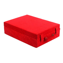 Kuber Industries Floral Design Wooden 2 Piece Four Rod Velvet Bangle Storage Box (Red) - CTKTC22723