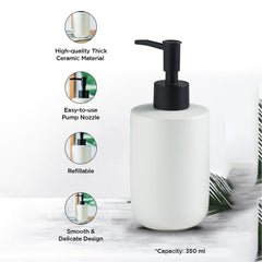 Heart Home Liquid Soap Dispenser | Handwash Soap Dispenser | Soap Dispenser for Wash Basin | Shampoo Dispenser Bottle | Bathroom Dispenser Bottle | 350 ML | White