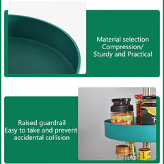 Kuber Industries 3-Layer Rotating Spice Rack|Circular Shelf For Cabinet Countertop|360-Degree Rotable Kitchen Trolley|Fruit Basket (Dark Green)