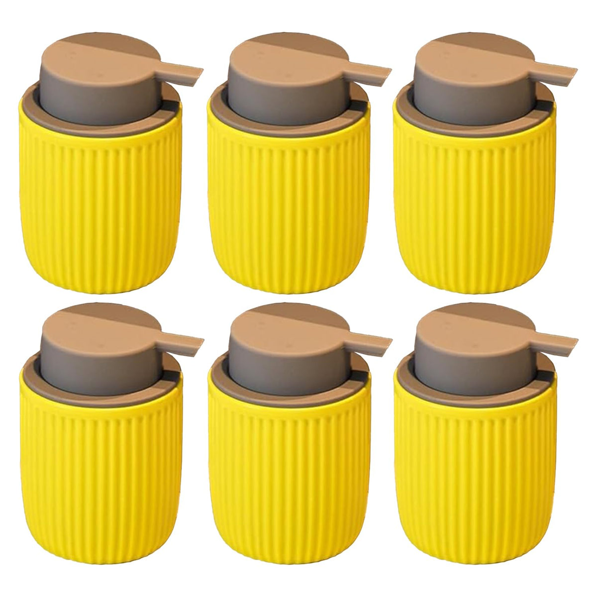 Kuber Industries Liquid Soap Dispenser | Handwash Soap Dispenser | Soap Dispenser for Wash Basin | Shampoo Dispenser Bottle | Bathroom Dispenser Bottle | Pack of 6 | JY00162YW | 320 ml | Yellow