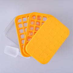 Urbane Home 2 Layer Ice Cube Tray with Lid | Ice Cube Storage Box with Ice Scoop | 56 Ice Cube Molds for Freezing | One-Press Demolding | BPA Free | Orange