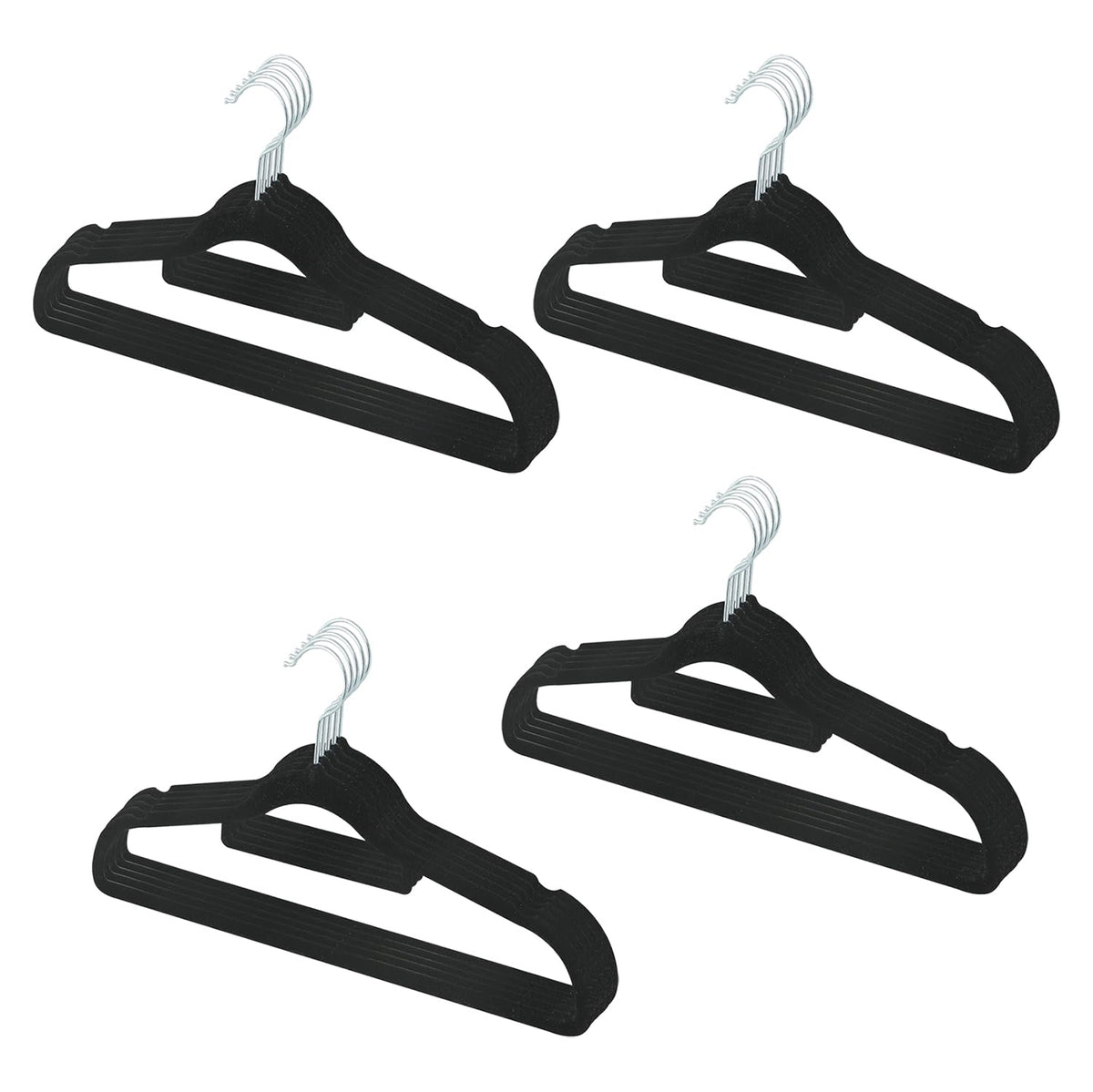 Kuber IndustriesVelvet Cloth Hanger Set of 20 With Chromed Plated Steel Hook (Black)