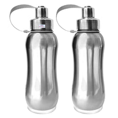 Heart Home Stainless Steel Insulated Water Bottle with Strainer for Home & Traveling, 1Ltr.Pack of 2 (Silver) 54HH4314.