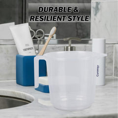 Kuber Industries Bathroom Mug | Plastic Bath Mug for Bathroom | Strong Mug for Bathroom | Toilet Mug | Washroom Jug | Mug for Bathing | 1500 ML | Pack of 2 | Transparent