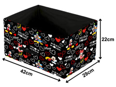 Kuber Industries Foldable Boxes For Storage (Pack of 2) - Multipurpose Storage Organizer For Clothes | Wardrobe | Closet | Toys | Books - Disney Mickey Print - Undergarment Organizer Basket (Black)