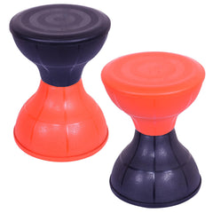 Heart Home Seating Stool | Plastic Damroo Stool | Both Sided Stool for Guestroom | Damroo Style Stool | Stool for Graden | Stool for Balcony | Pack of 2 | Black & Orange