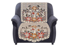 Kuber Industries Flower Cotton 2 Piece 3 Seater Sofa Cover (Brown) - CTKTC22248, (Model: CTKTC022248)
