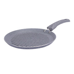 Kuber Industries Aluminium 3 Layer Grill Pan Non Stick Tandoori Tawa for Sandwich, Omelett, Chicken Cooking | Grill Pan with Handle | Gray