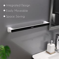 Kuber Industries (Set of 4) Large Self-Adhesive Bathroom Towel Holder & Hanger - Rod & Stand for Kitchen, Washroom without Drilling - Black