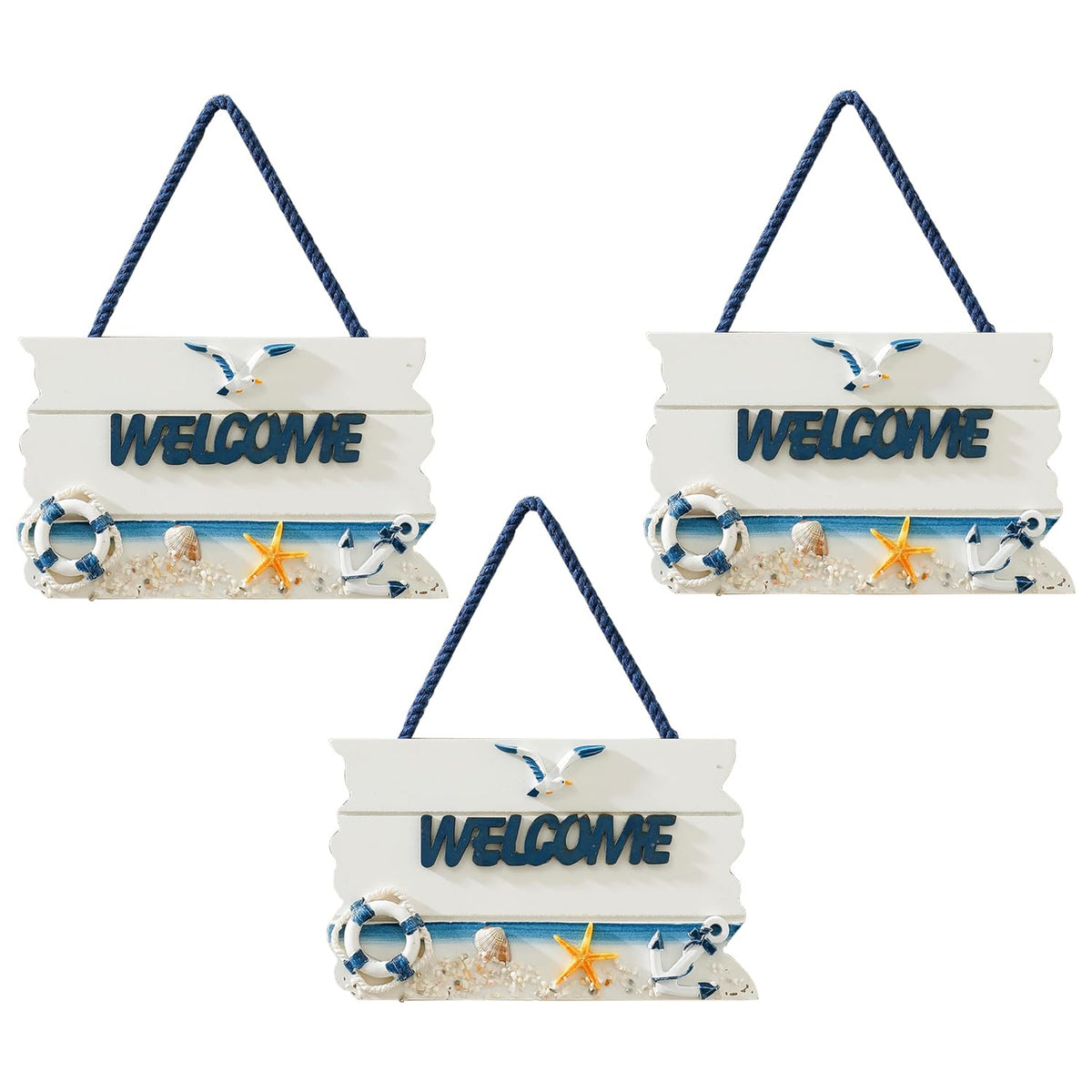 Kuber Industries Door Decor Panel|Wall Hanging Wooden Frame Board-Pack of 3 (White)