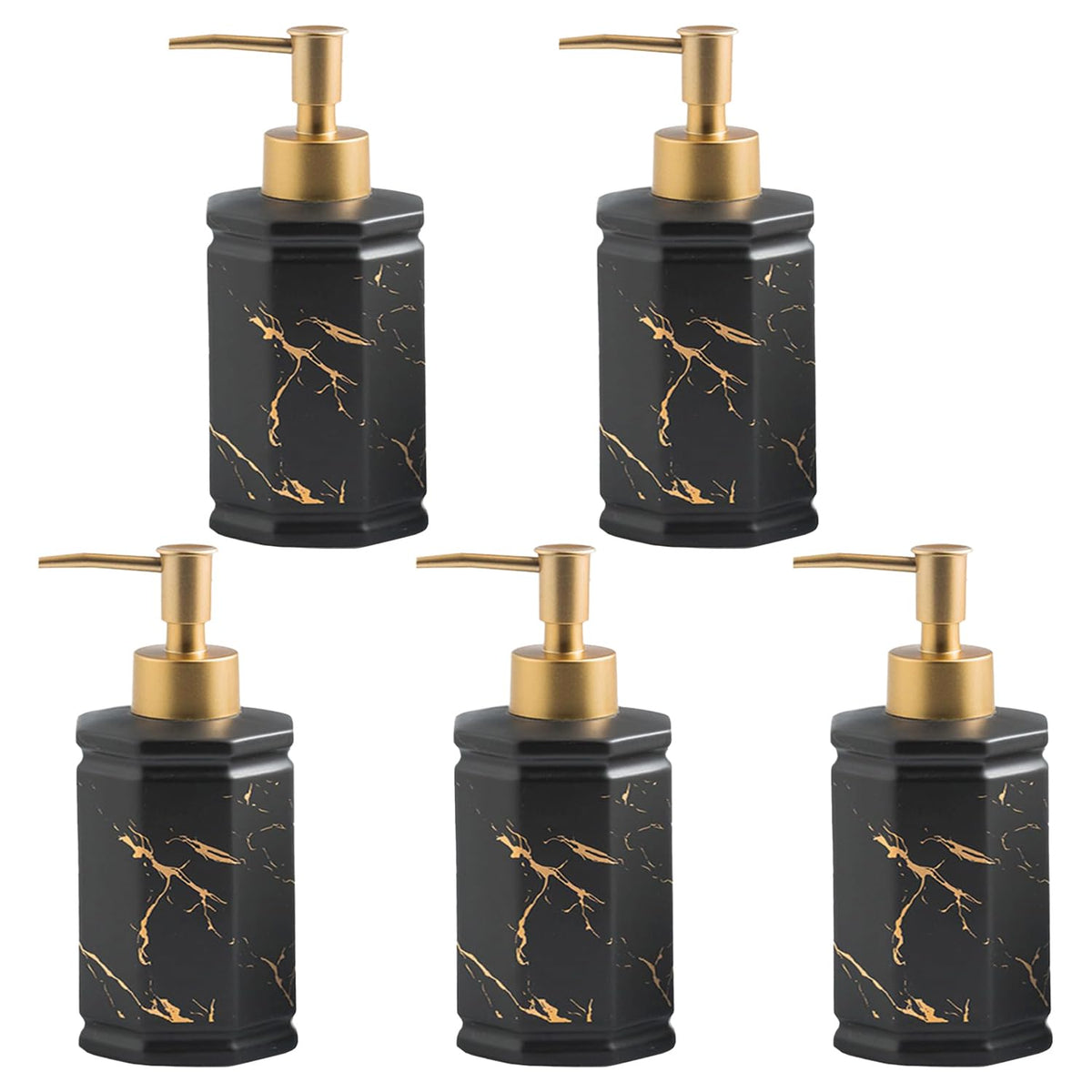 Kuber Industries Liquid Soap Dispenser | Handwash Soap Dispenser | Soap Dispenser for Wash Basin | Shampoo Dispenser Bottle | Bathroom Dispenser Bottle | 350 ml | Pack of 5 | Black