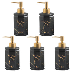 Kuber Industries Liquid Soap Dispenser | Handwash Soap Dispenser | Soap Dispenser for Wash Basin | Shampoo Dispenser Bottle | Bathroom Dispenser Bottle | 350 ml | Pack of 5 | Black