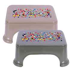 Kuber Industries Disney Team Stool | Bathroom Square Stool | Plastic Stool for Bathroom | Stool for Kitchen | Bathroom Patla | Support Stool for Bathroom | P6 | Pack of 2 | Multi