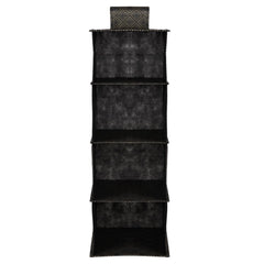 Heart Home Shoe Rack|4 Shelf Foldable Storage Rack|Clothes Hanging Organizer|Shoe Storage Organizer|Closet Organizer with Velcro|Shoe Rack Golden-Dot|Black