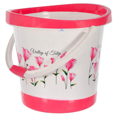 Heart Home Bucket|Plastic Bucket for Bathroom|Tulip Flower Bucket for Bathing|Unbreakable Bucket with Handle|18 Liter (Pink)