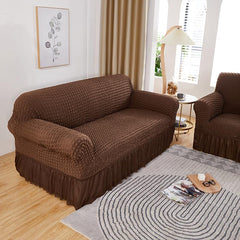Kuber Industries Pack of 5 Sofa Cover | 3-Seater Sofa Cover | Sofa Chair Cover | Couch Cover for Hall | Universal Sofa Slipcover | Elastic Spandex Sofa Cover for Living Room | 3SSC003 | Brown
