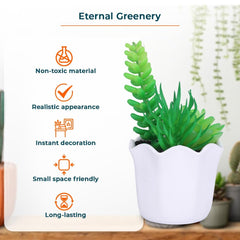 Kuber Industries Artificial Plants for Home D?cor|Natural Looking Indoor Fake Plants with Pot|Artificial Flowers for Decoration-Pack of 4 (Green)