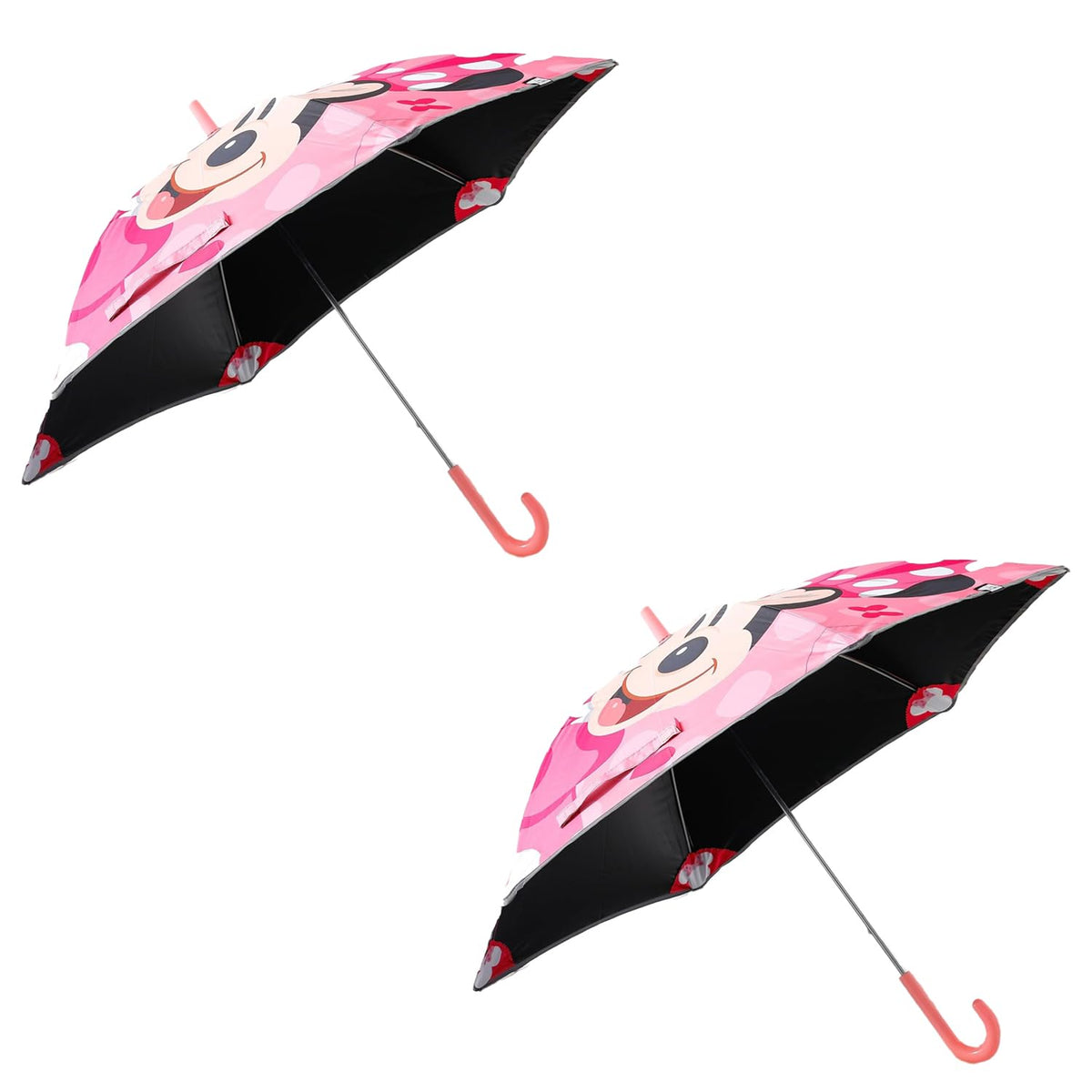 Kuber Industries Disney Minnie Print Umbrella For Kids|Automatic Umbrella For Rain-Pack of 2 (Pink)