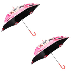 Kuber Industries Disney Minnie Print Umbrella For Kids|Automatic Umbrella For Rain-Pack of 2 (Pink)