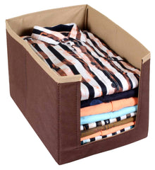 Heart Home Multiuses Non-Woven Closet Organizer With Handles- Pack of 3 (Brown) -HS43HEARTH26551