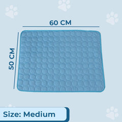 Kuber Industries Rectangular Dog & Cat Bed|Premium Cool Ice Silk with Polyester With Bottom Mesh|Multi-Utility Self-Cooling Pad For Dog & Cat|Light-weight & Durable Dog Bed|ZQCJ001B-M|Blue (Pack Of 2)