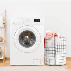 Kuber Industries Foldable Storage Basket|Round Toy Storage Bin|Side Grab Handle|Wardrobe, Closet Organizer (White) (Pack of 4)