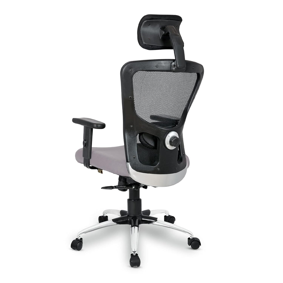 Kuber Industries Ergonomic Office Chairs for Work From Home | Comes with Manual Height Adjustable, Armrest & Adjustable 2D Lumbar Support | Comfy Study Chair for Students with Wheels | Black