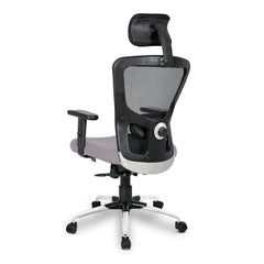 Kuber Industries Ergonomic Office Chairs for Work From Home | Comes with Manual Height Adjustable Armrest, Headrest & 2D Lumbar Support | Comfy Study Chair for Students with Wheels | Black & Blue Seat
