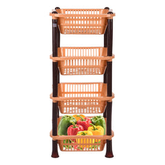 Heart Home Storage Basket | Plastic 4 Layer Square Storage Basket | Storage Rack for Kitchen | Multi-Layer Vegetable Rack | Fiesta Floor-Standing Rack | Coffee