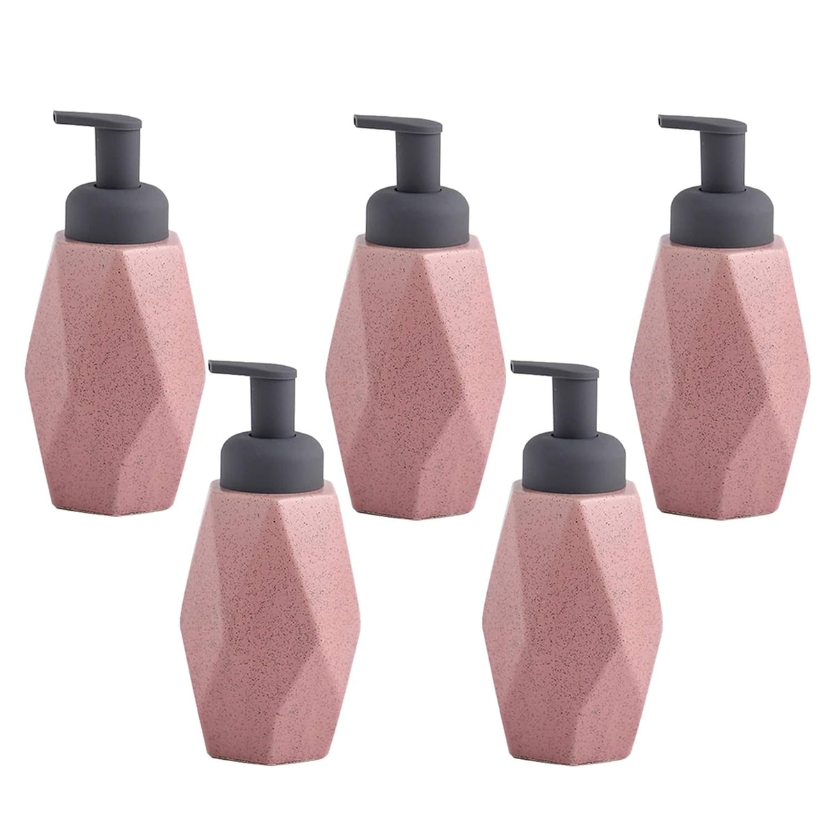 Kuber Industries Liquid Soap Dispenser | Handwash Soap Dispenser | Soap Dispenser for Wash Basin | Shampoo Dispenser Bottle | Bathroom Dispenser Bottle | Pack of 5 | JY00014 | 400 ml | Pink
